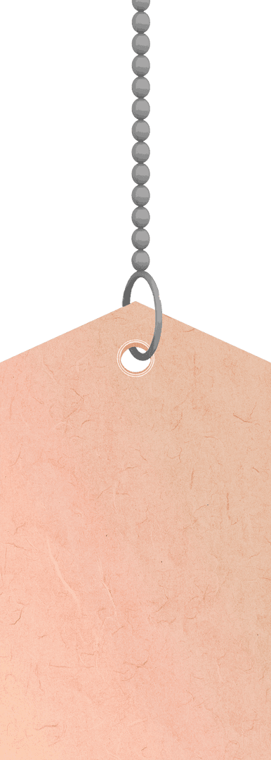 Pink Tag on Chain with Transparent Background and Copy Space