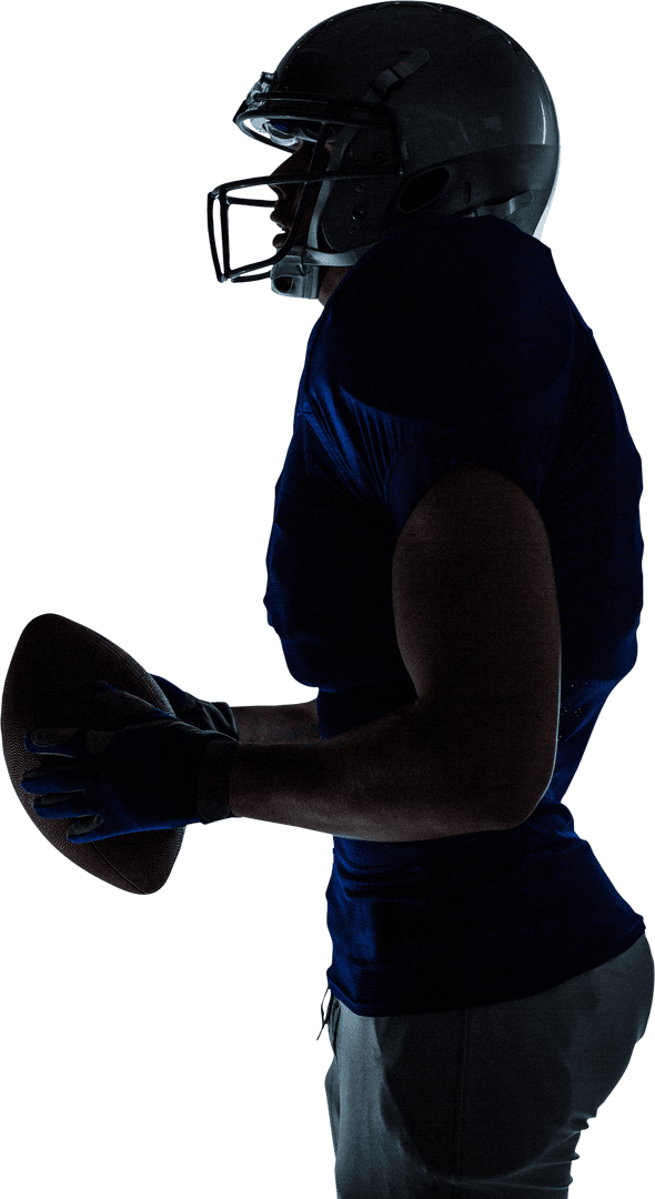 Transparent Silhouette of American Football Player with Ball in Hand