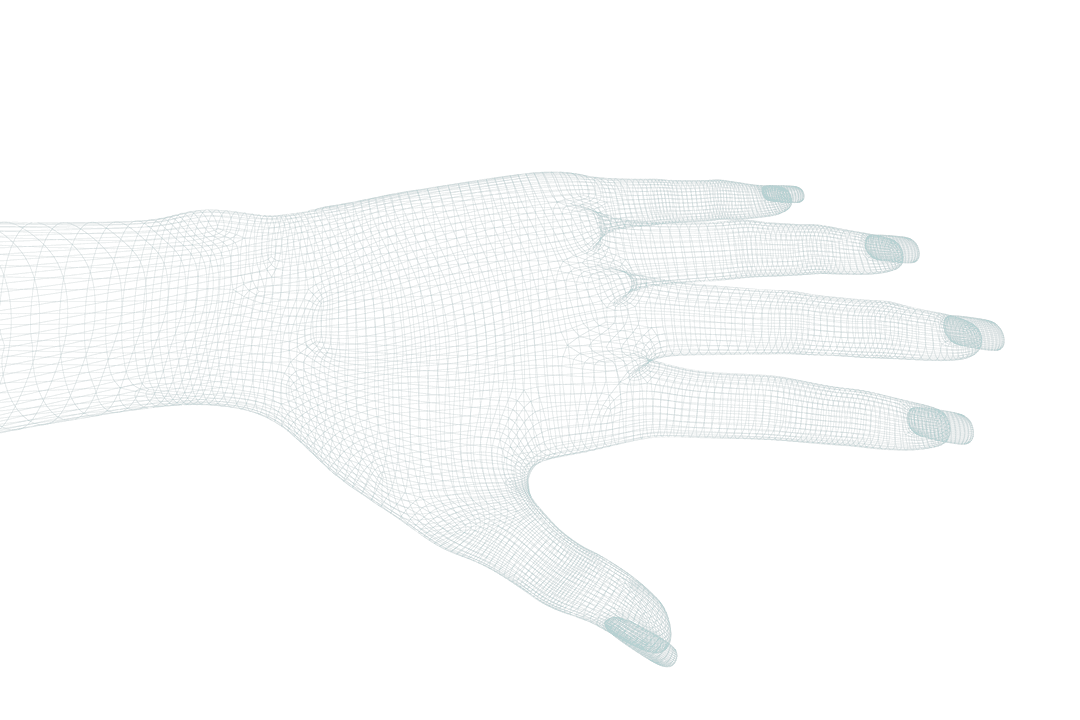 Digital Illustration of Textured Hand with Long Nails on Transparent Background