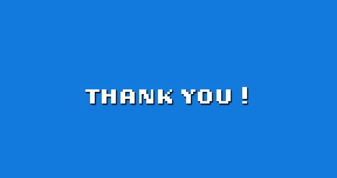 Pixelated Thank You Message on Blue Background