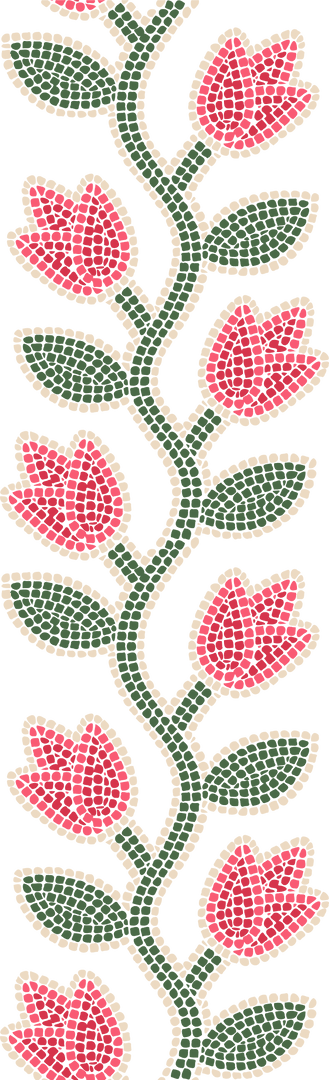 Transparent Tulip Vine Pattern in Mosaic Style