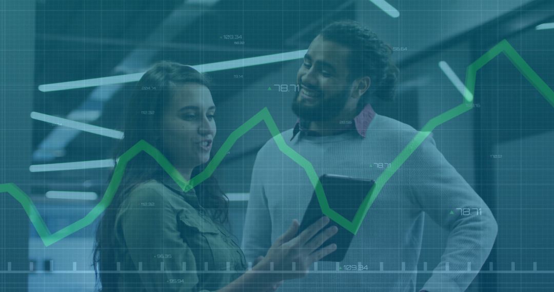 Diverse Professionals Analyzing Financial Data on Digital Tablet