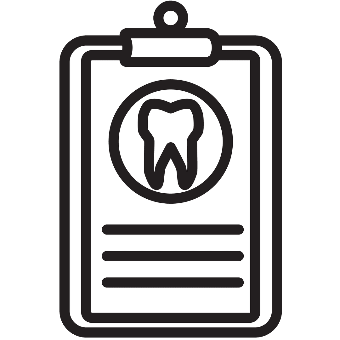Transparent Icon of Dental Clipboard on Clipboard Background