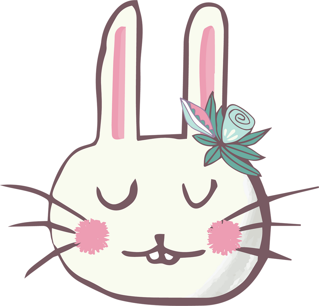 Cute Rabbit Face with Flower Crown on Transparent Background - Download Free Stock Images Pikwizard.com