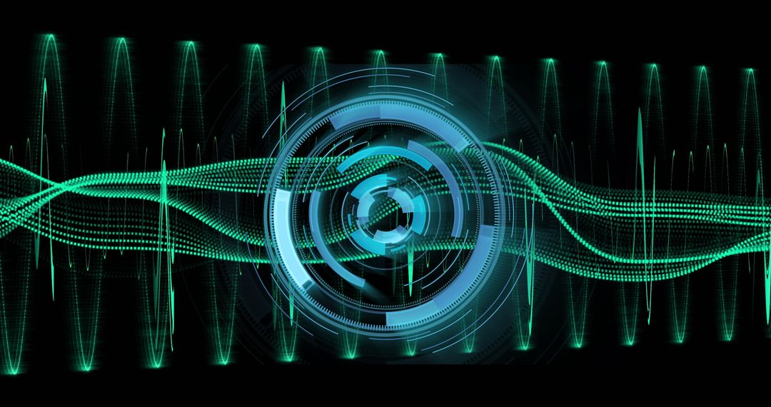 Futuristic Digital Interface with Pulsing Neon Waveforms