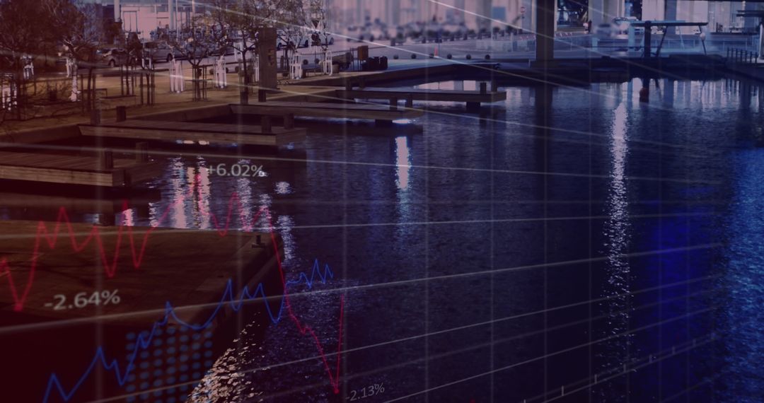 Abstract Urban Finance Concept with Cityscape and Floating Graphs