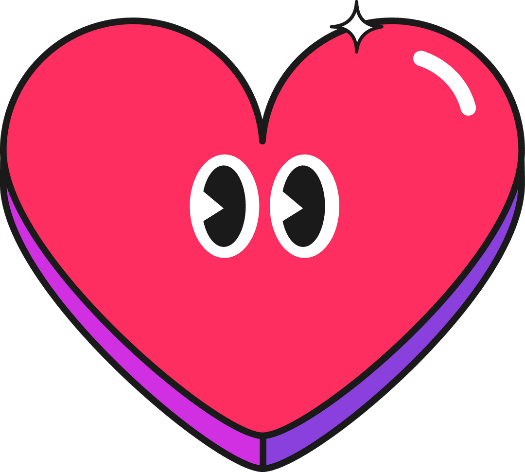 Transparent Heart Character with Glossy Highlighted Design