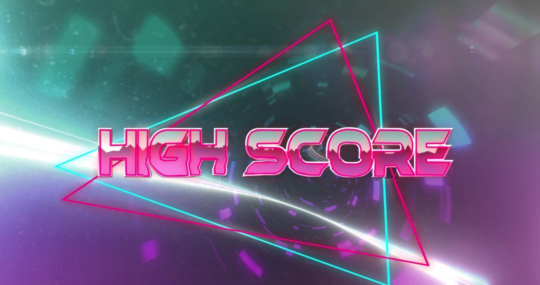 Futuristic High Score Display with Neon Triangle Lights