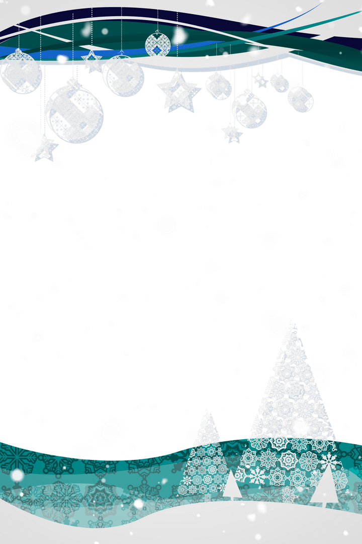 Transparent Christmas Card Design with Tree and Ornaments