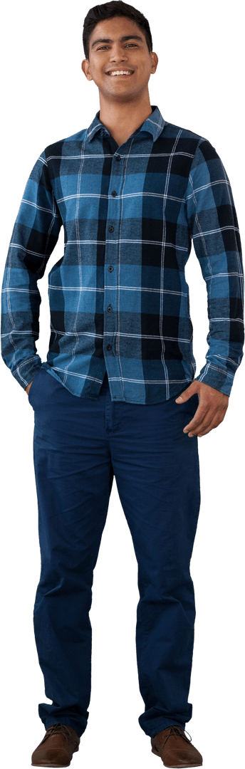 Smiling Young Man in Blue Transparent Background