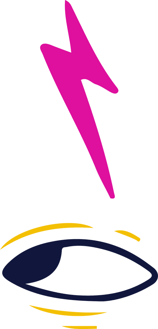 Abstract Logo with Magenta Bolt and Navy Eye on Transparent Background