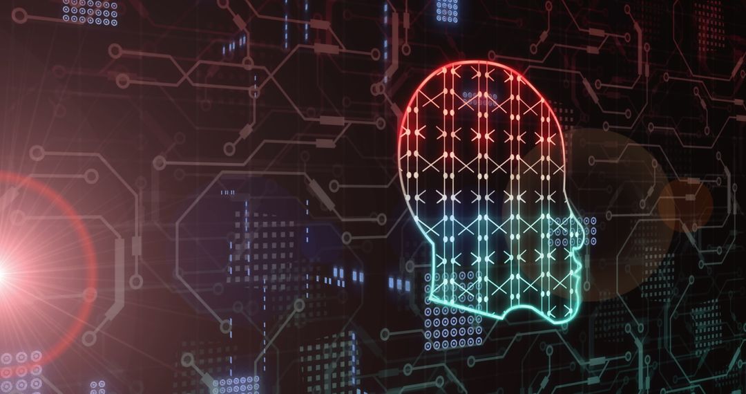 Futuristic AI Brain with Digital Circuit Design