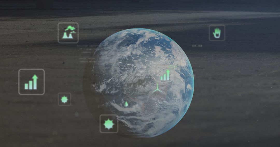 Holographic Globe with Data and Technology Icons