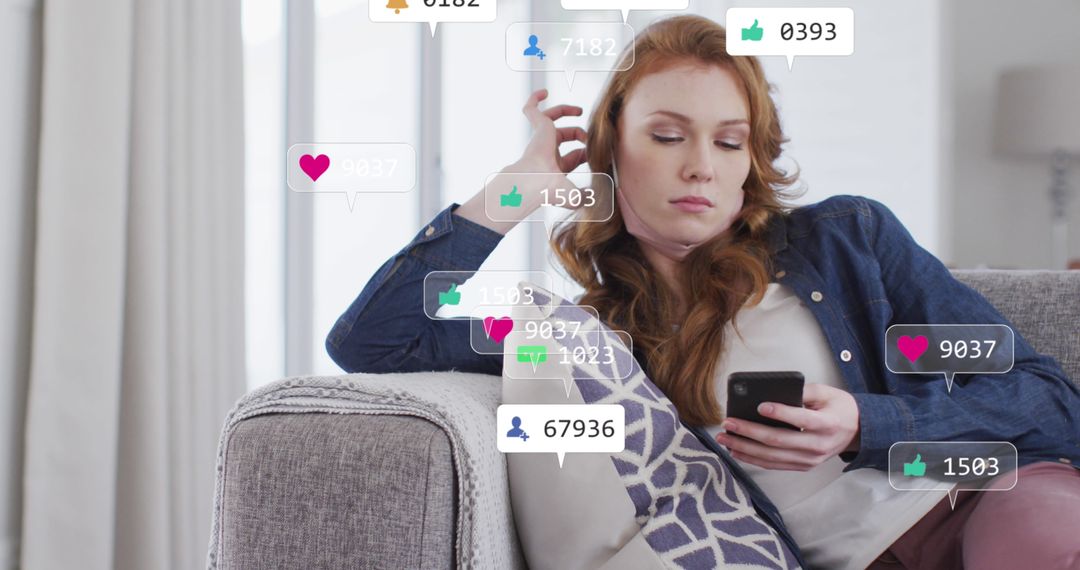 Woman Engaged in Social Media Interaction Concepts