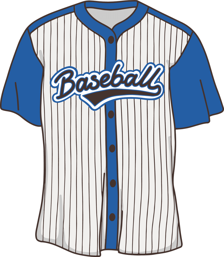Flat Design Baseball Jersey with Script Logo on Transparent Background