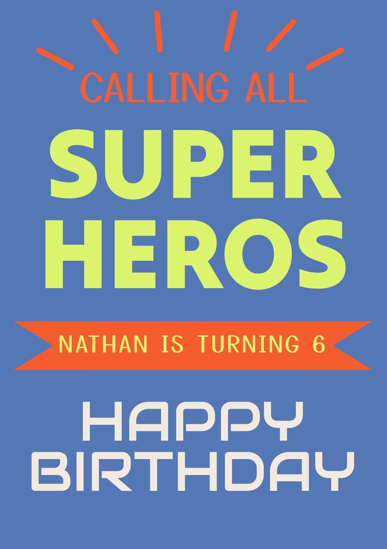 Calling All Superheroes Kids Birthday Invitation with Bright Colors - Download Free Stock Templates Pikwizard.com