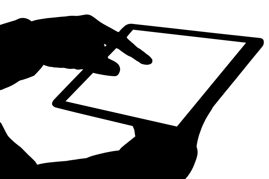 Transparent Silhouette Hands Holding Tablet Device PNG