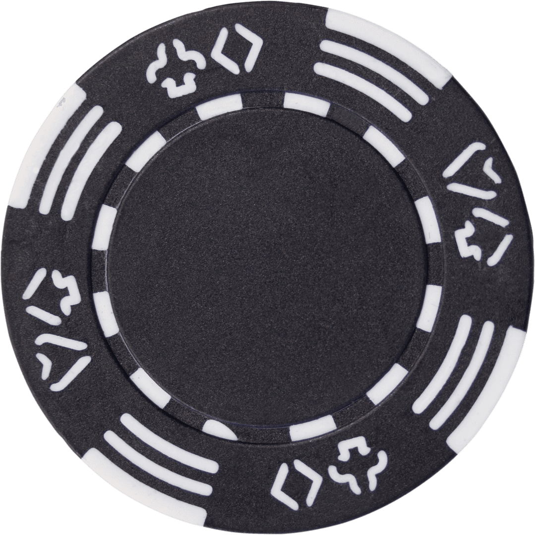 Black and White Casino Token on Transparent Background for Gambling Designs