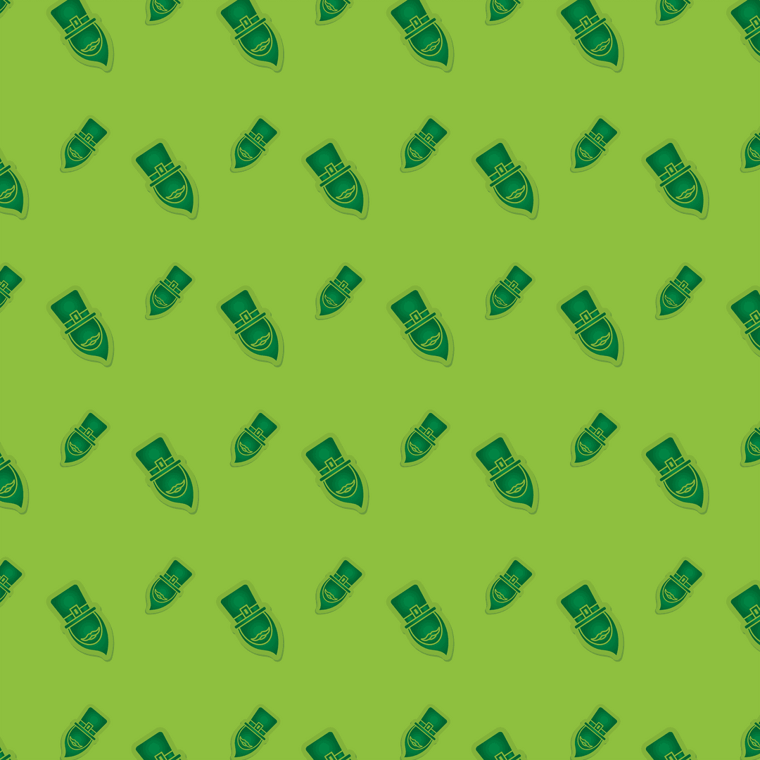 Pattern with St. Patrick's Hat and Shoes on Transparent Background