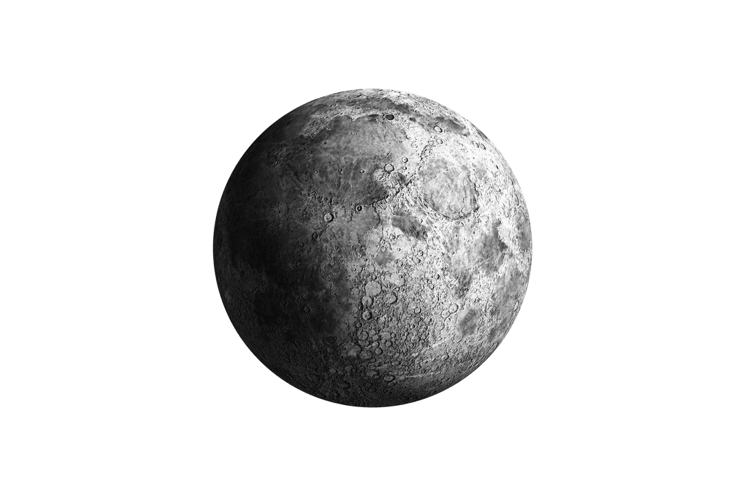 Digital Illustration of Detailed Moon on Transparent Background