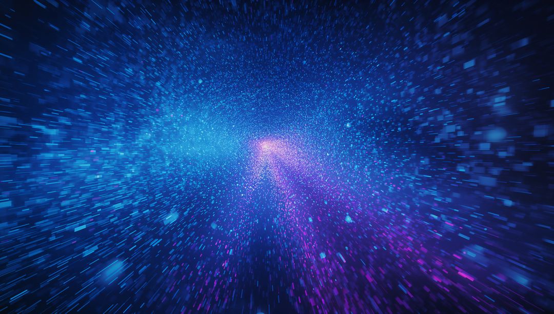 Vibrant Digital Tunnel with Glowing Particle Streaks