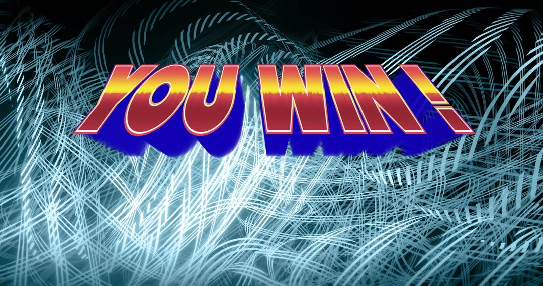 Dynamic Abstract 3D Text 'YOU WIN!' in Futuristic Neon Style