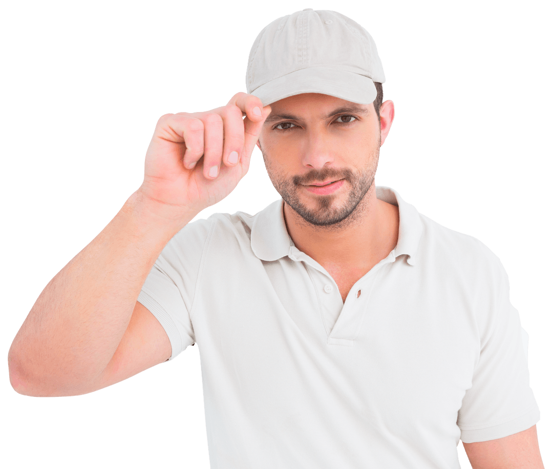 Transparent Delivery Man Wearing a Cap and Polo