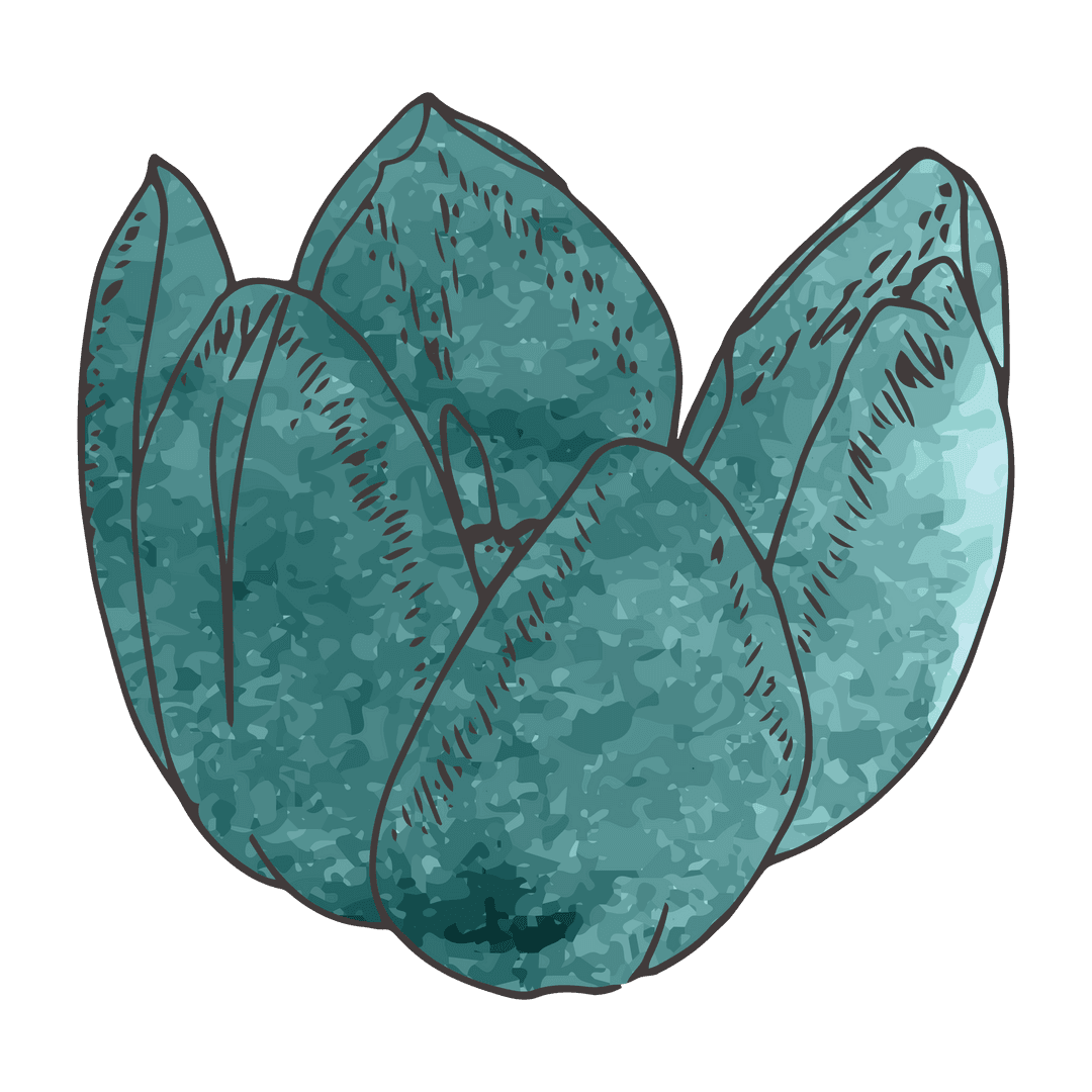 Artistic blue flower with textured details on transparent background