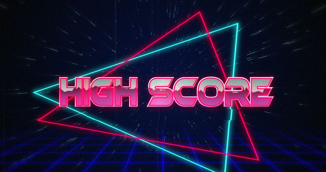 Retro High Score Display with Neon Triangles