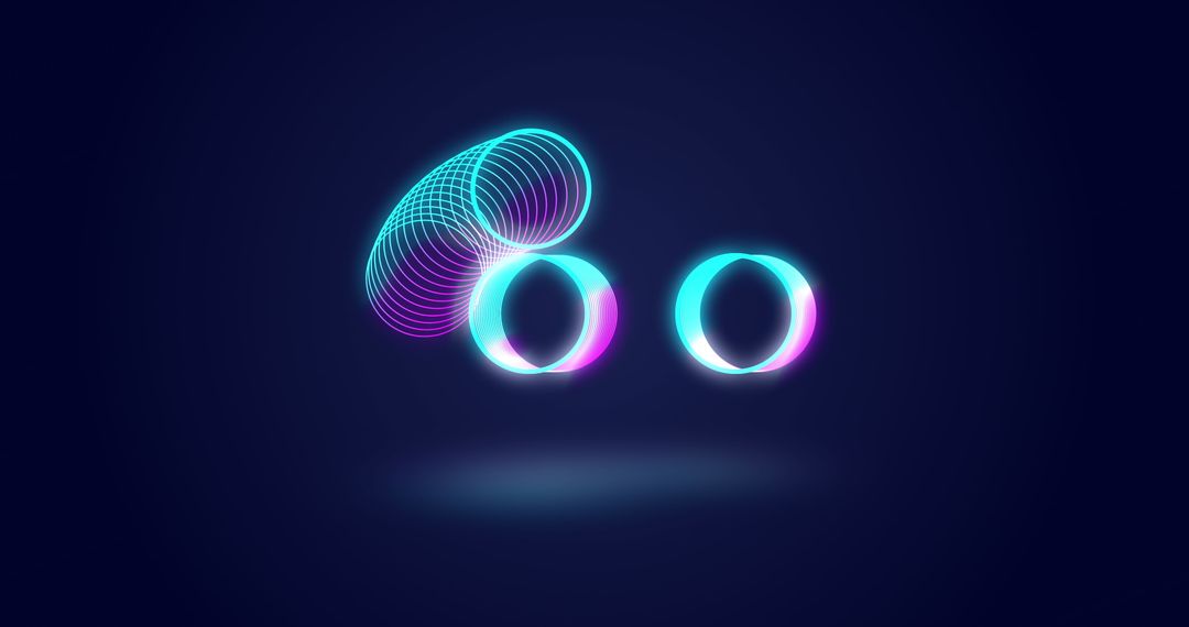 Glowing Neon Circles on Dark Blue Background