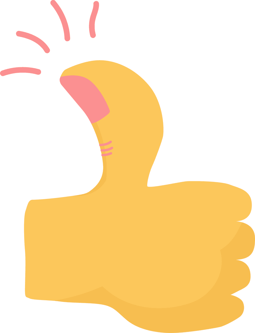 Cartoon Thumbs-Up Gesture with Transparent Background