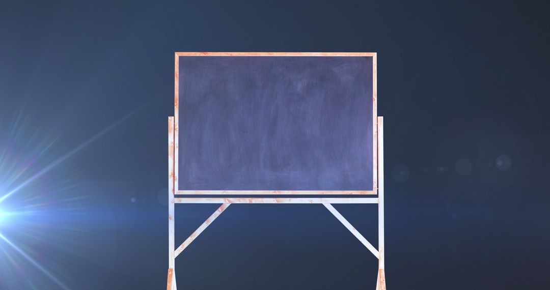 Empty Classroom Blackboard on Stand with Blue Glowing Light