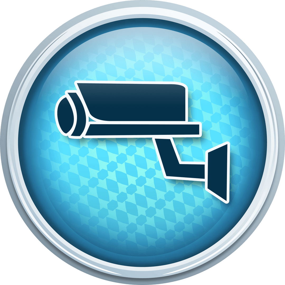 Transparent Security Camera Icon on Blue Background