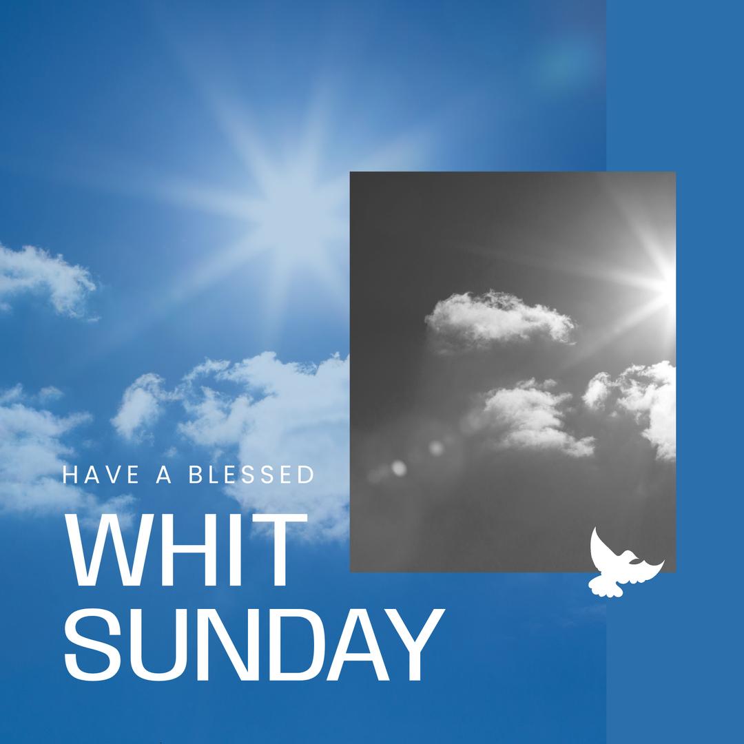 Blessed Whit Sunday Celebration with Blue Sky and Clouds - Download Free Stock Templates Pikwizard.com