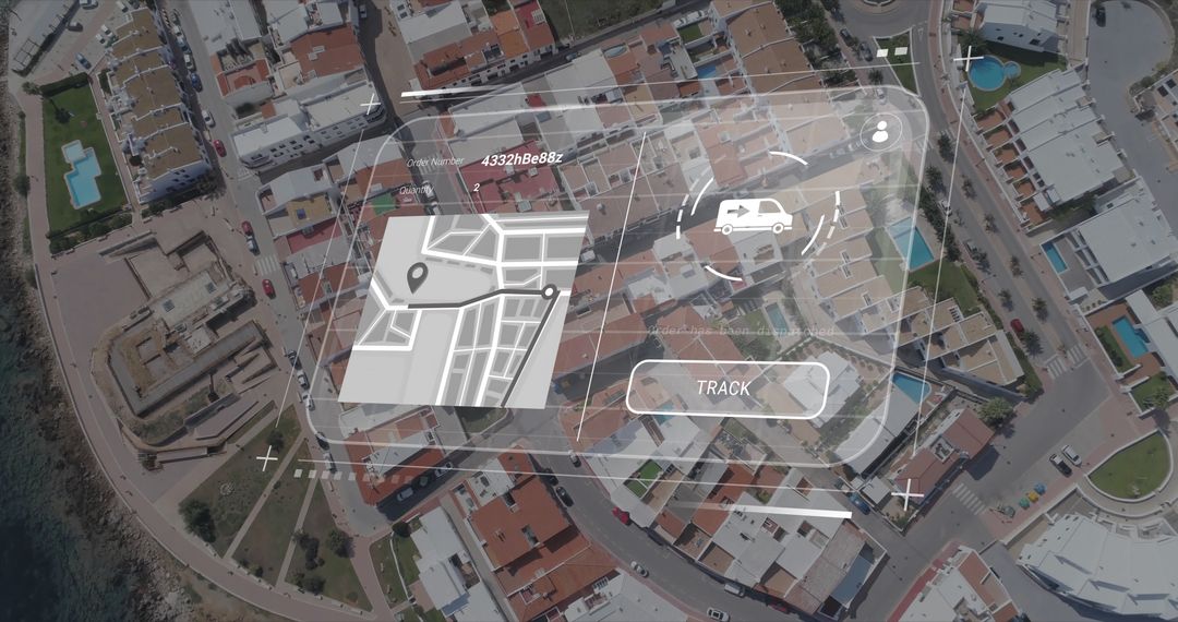 Futuristic Data Interface over Urban Area with Tracking Map