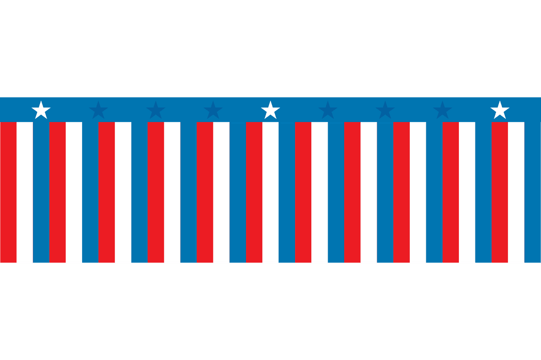 USA Flag Inspired Stripes with Stars on Transparent Background