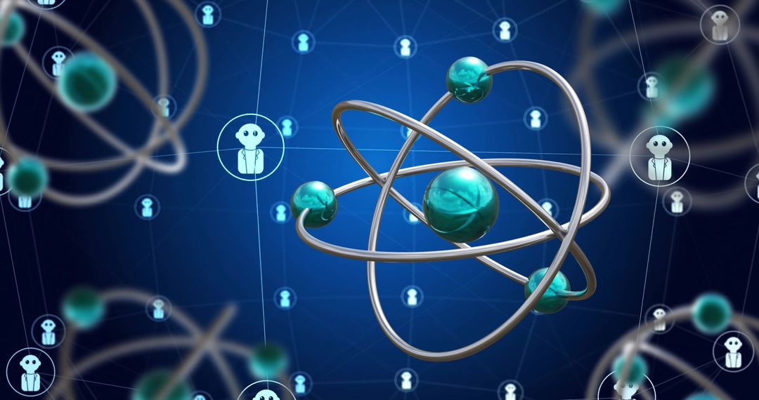 Digital Network and AI Concept with Atomic Structure