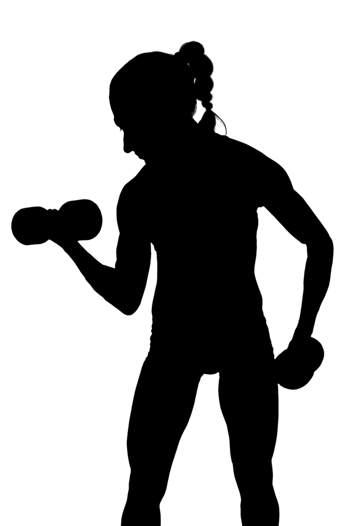 Transparent Female Exercising with Dumbbells for Fitness