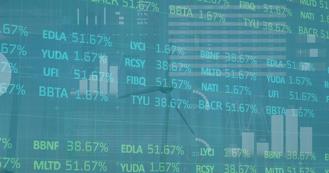 Digital Data Overlay with Wind Turbine and Renewable Energy Concept