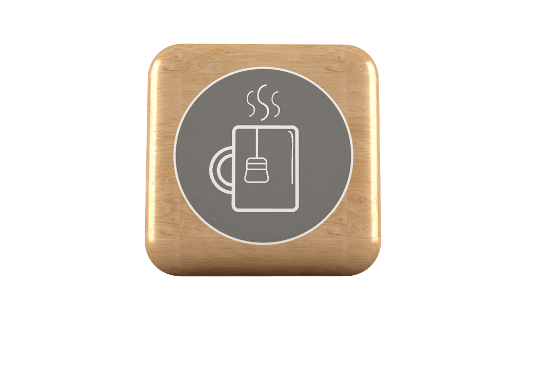 Wooden Block With Transparent Tea Cup Icon Illustration
