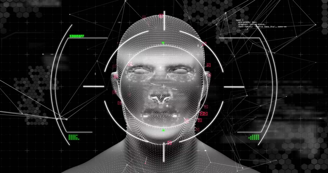 Digital human head with data processing network connections