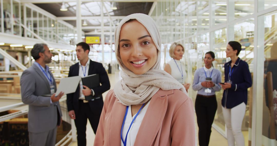 Confident Businesswoman in Hijab Smiling in Modern Office - Free Images, Stock Photos and Pictures on Pikwizard.com