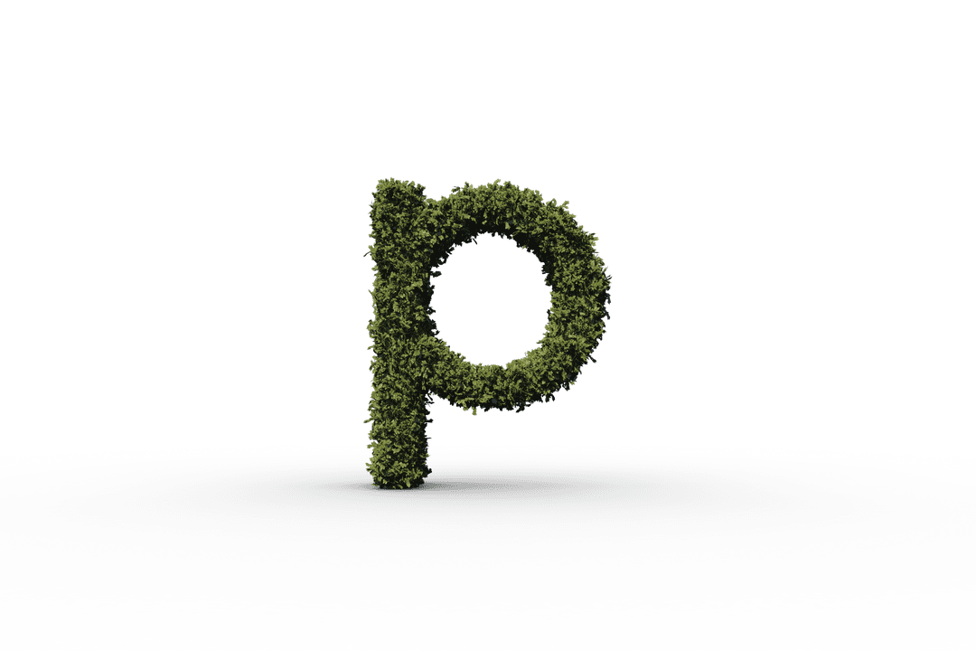 Transparent Letter P Formed by Lush Green Grass