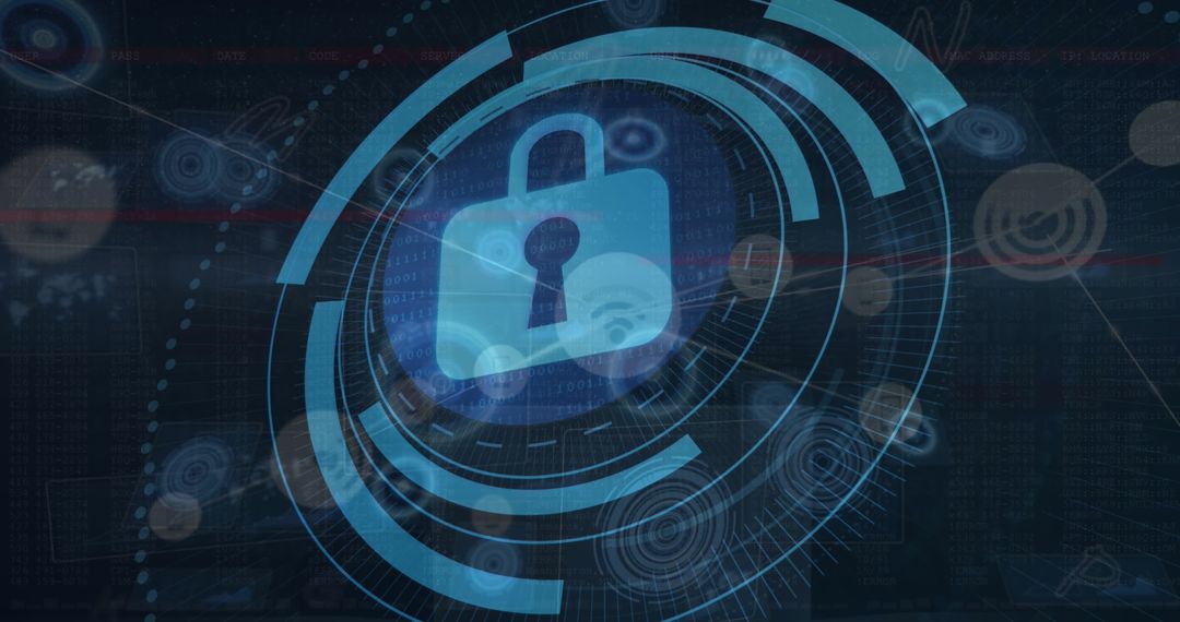 Cybersecurity Technology with Digital Padlock Icon