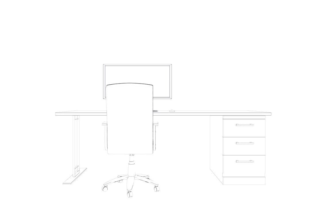 Transparent Office Desk with Chair And Computer Setup Outline Drawing - Download Free Stock Images Pikwizard.com