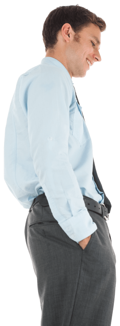 Confident Transparent Businessman Standing in Profile