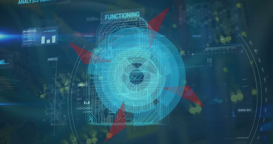 Futuristic Technology Interface with Digital Lock Hologram