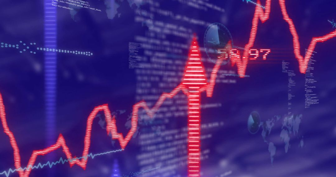 Digital Financial Charts and Market Analysis with Data Streams on Purple