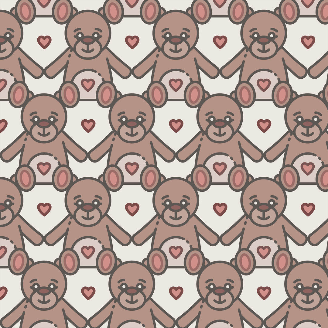 Transparent Pattern of Teddy Bears and Hearts for Valentine's Designs