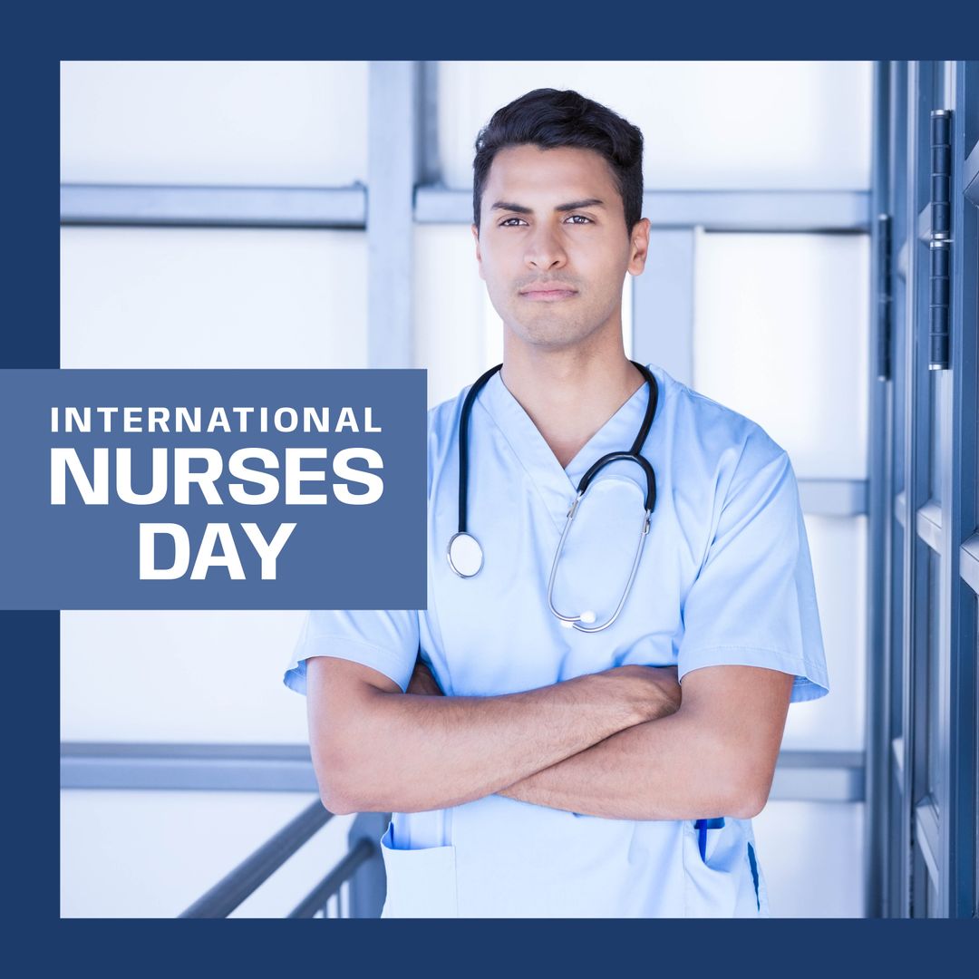 International Nurses Day Celebration Featuring Indian Male Nurse with Stethoscope - Download Free Stock Templates Pikwizard.com